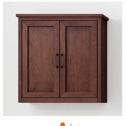 Home Decorators Collection Alster 25 in. W x 26 in. D x 8 in. H Bathroom Storage Wall Cabinet in Brown Oak