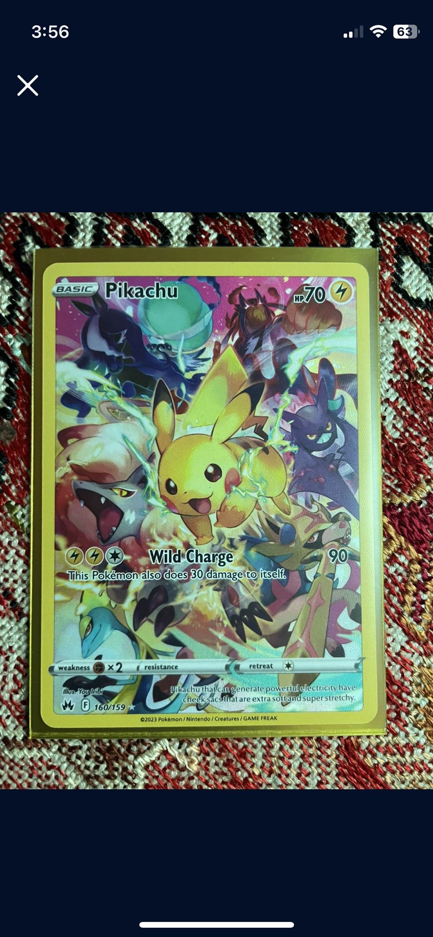 Pikachu 160/159 Crown Zenith Full Art Pack Fresh Pokemon Cards TCG