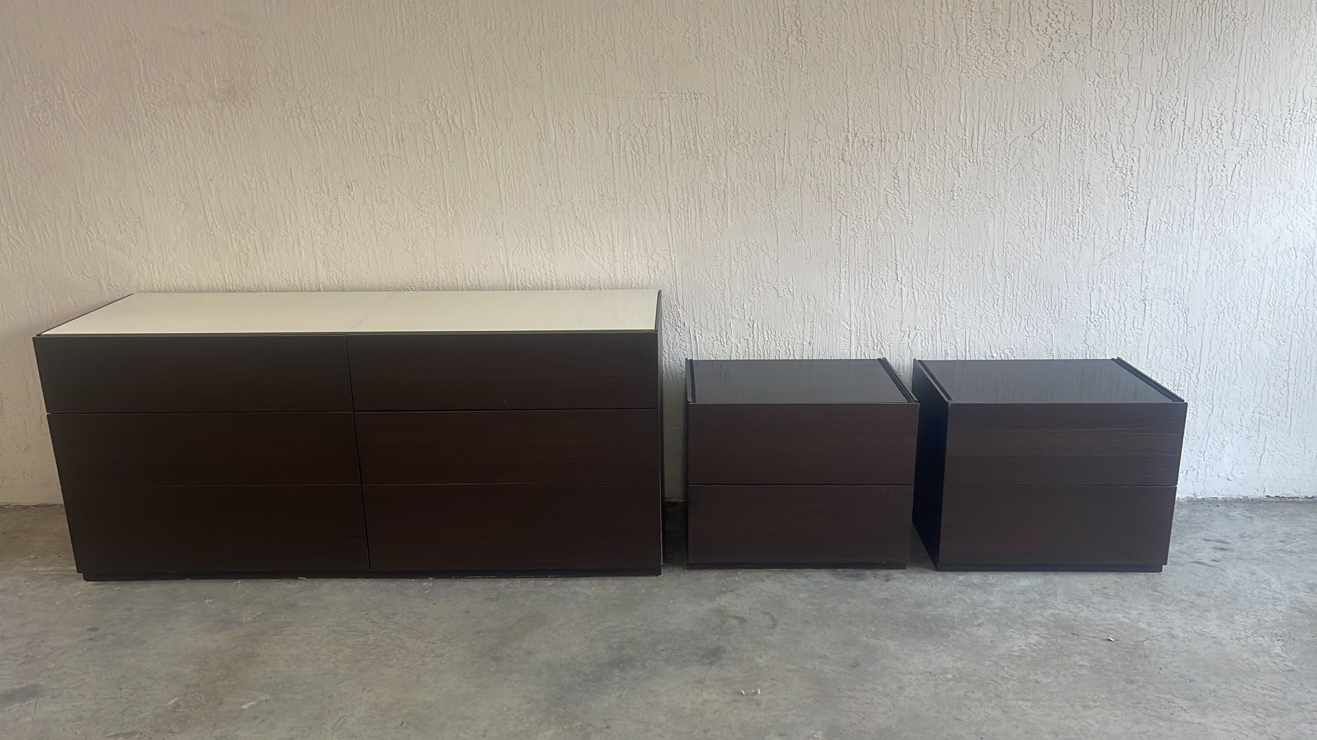 Dark Brown Dresser 6 Drawer Dresser for Bedroom Modern Wooden Closet Dresser With Dark Brown Nightstand with 2 Drawers