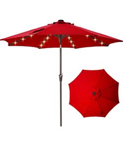 9FT Solar-Powered LED Patio Umbrella