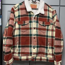 Levi's Men's Plaid Type III Sherpa Trucker Jacket Brown Pattern A(contact info removed)1