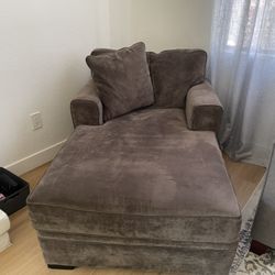 Oversized Arm Chair With Attached Ottoman