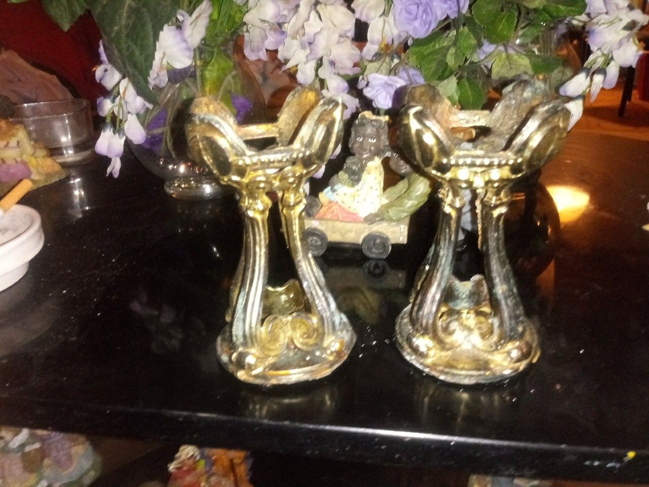 Set Of Two Silver Candle Holders