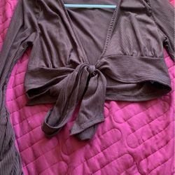 Brown Long Sleeve Crop 