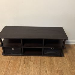Espresso Particle Board TV Stand with 2 Drawer with Open Storage