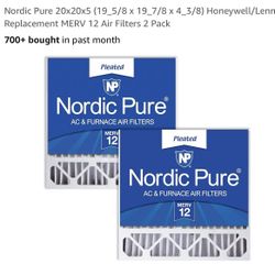 Nordic Pure 20x20x5 (19_5/8 x 19_7/8 x 4_3/8) Honeywell/Lennox Replacement MERV 12 Air Filter 2 Pack