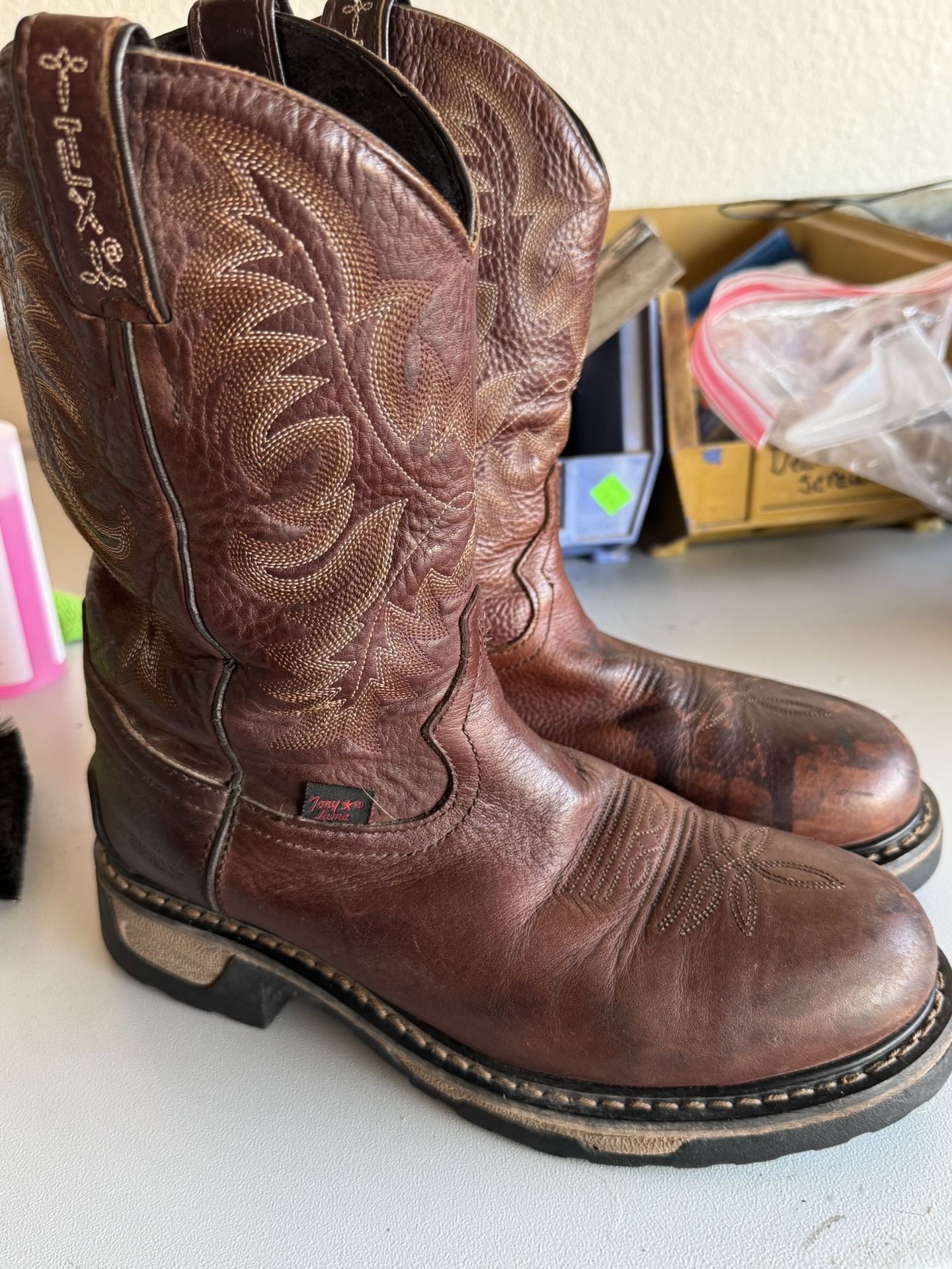 Tony Lama Boots - TW1009 - Western Boot, 8, B, Men's, Brown, Steel Toe Type, 1 PR