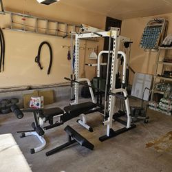 Tuff stuff light commerical Smith machine squat rack FID adjustable weight bench 