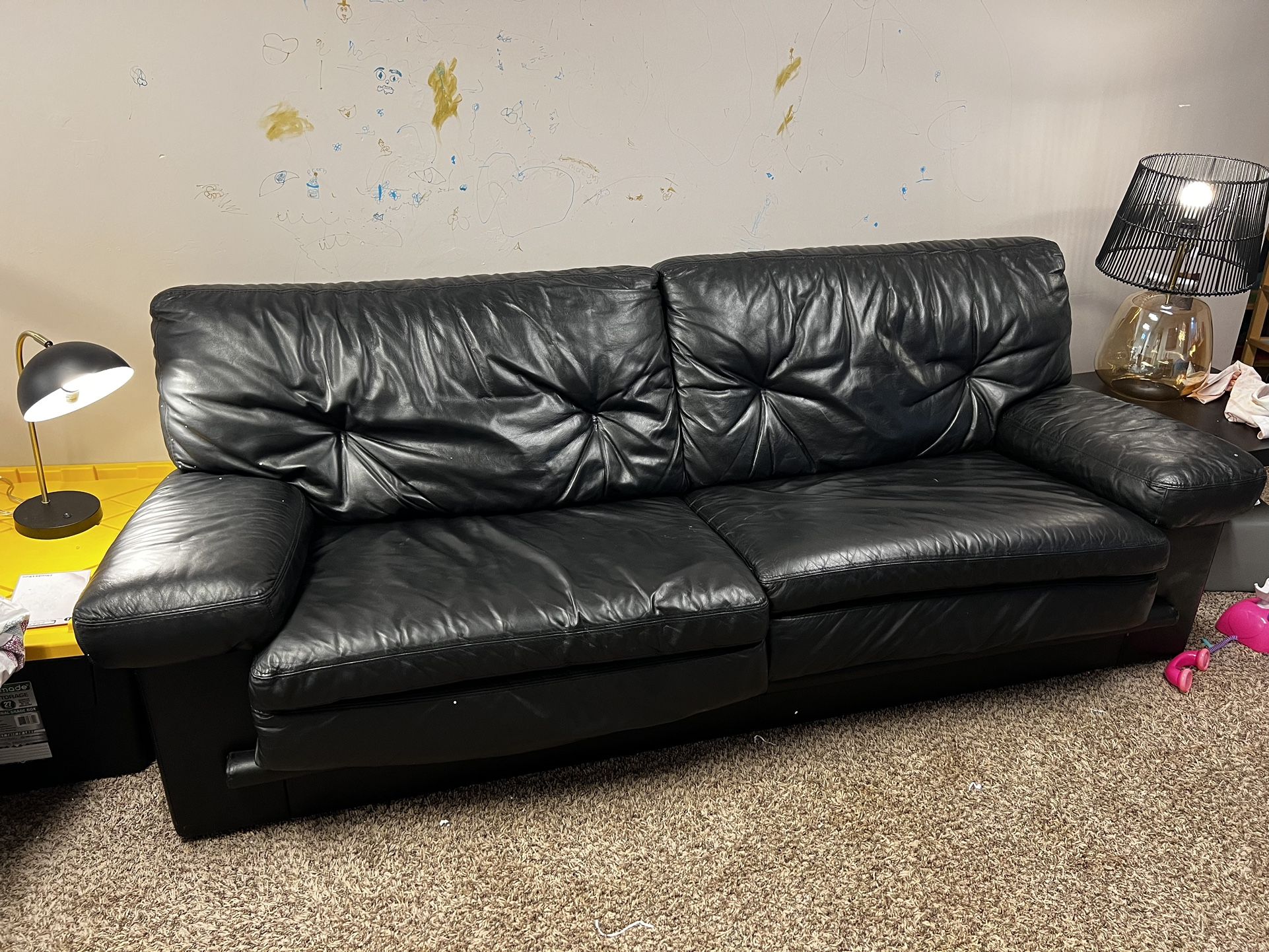 Leather Pullout Couch And Chair