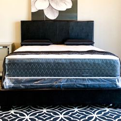 Brand New Queen Size Black Bed Frame With New Mattress Set/Fast Delivery
