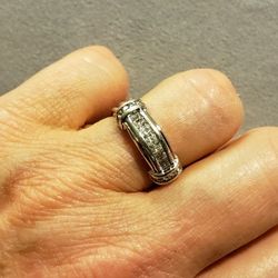 Diamonique Platinum Clad 5 Center Stone Band Ring