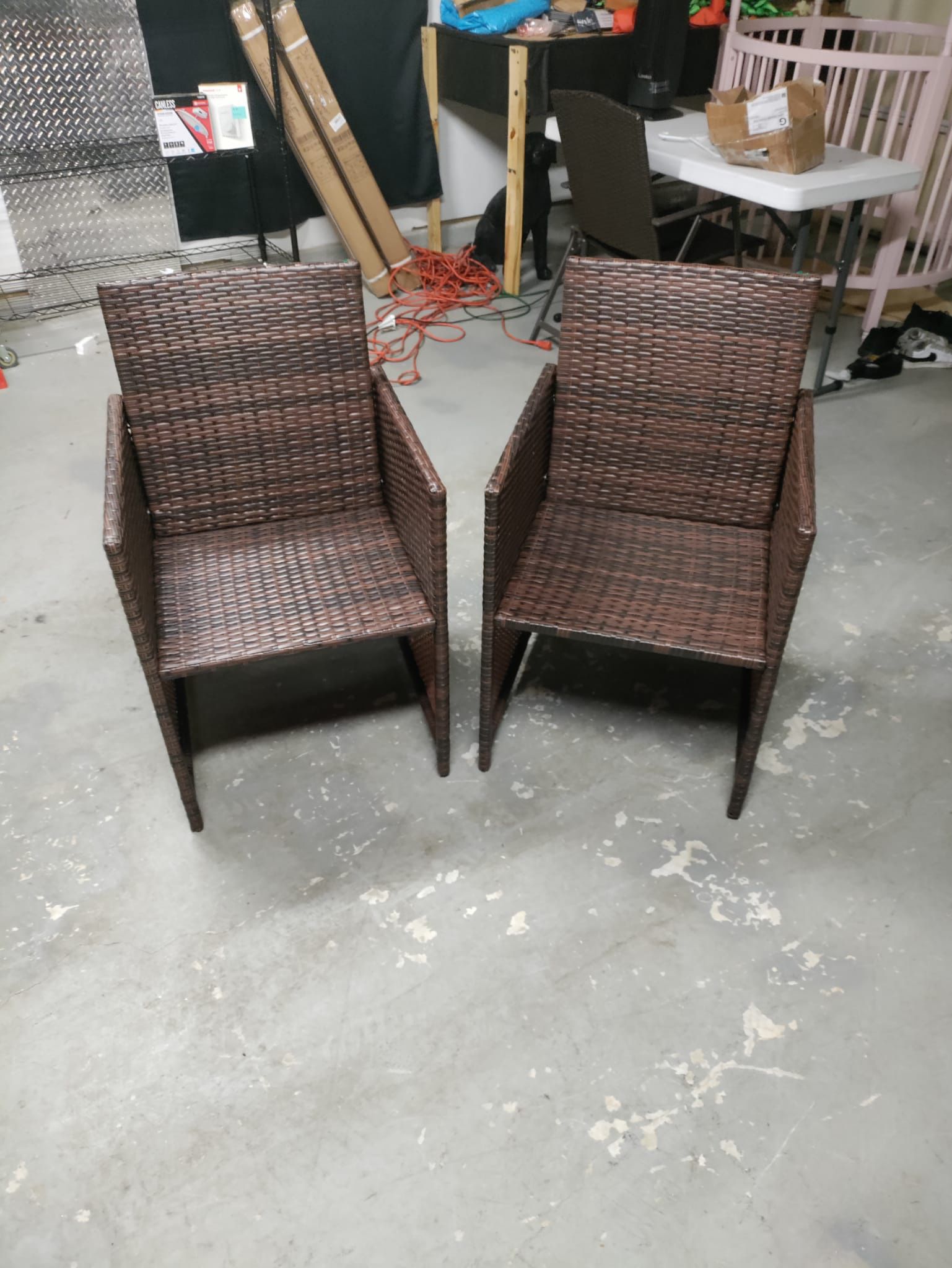 Set Of Brown Wicker Patio Chairs 