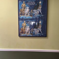 Vintage Star Wars Sheets 1975 In Custom Frame 