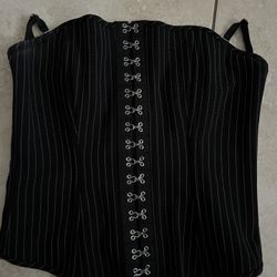 Women’s Black And White Stripe Corset Size 34