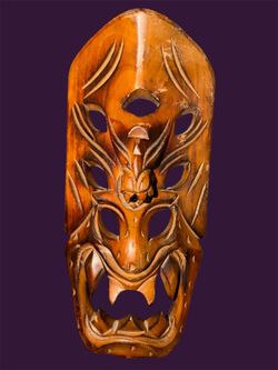 Vintage Hand-Carved Polynesian Tiki Style Filipino Dragon Wood Decor / Wall Art