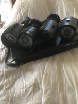 Security camera set with dvr and wire system