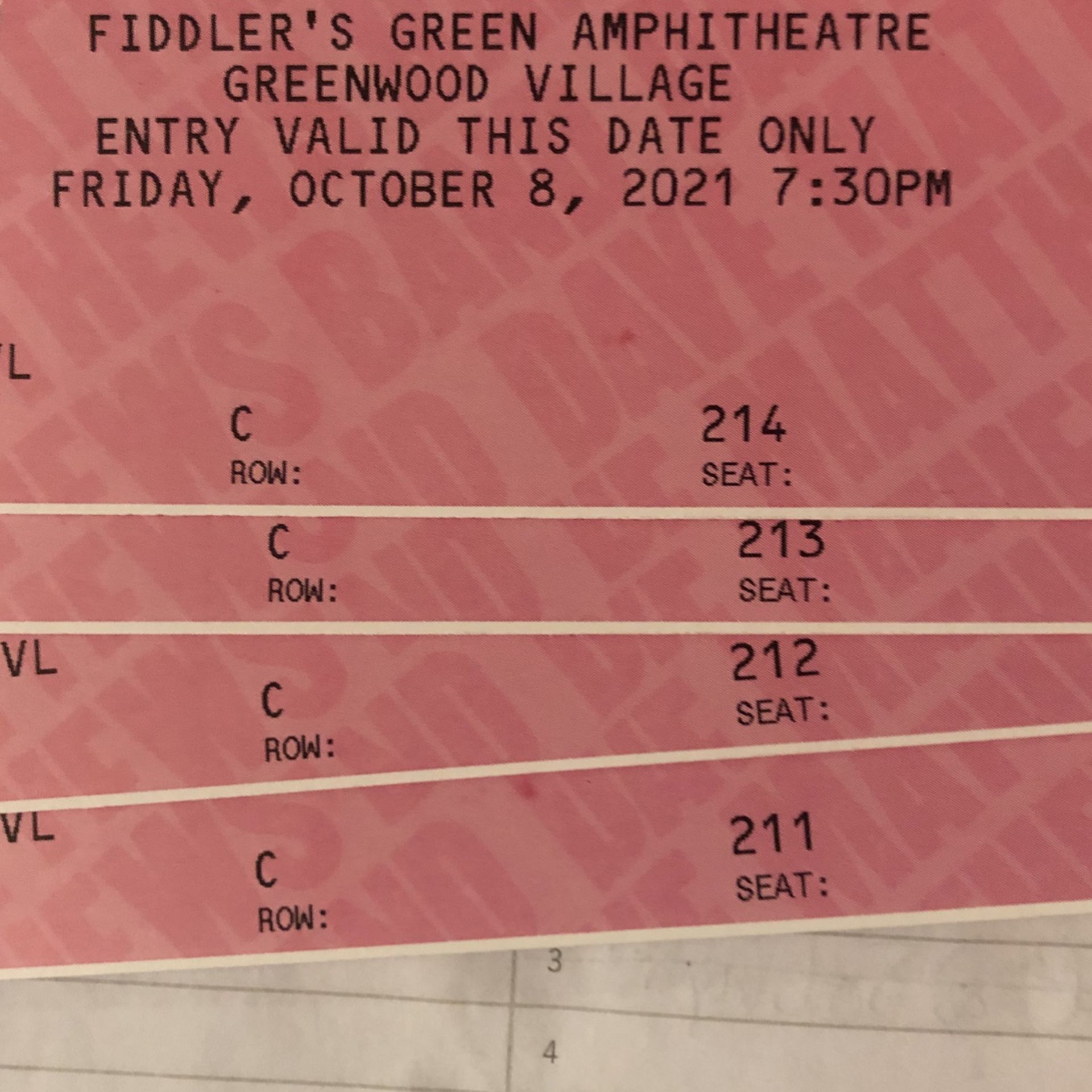 DMB Dave Matthew Band Tickets: 10/8 at Fiddlers Green  Sec.205 Row C 