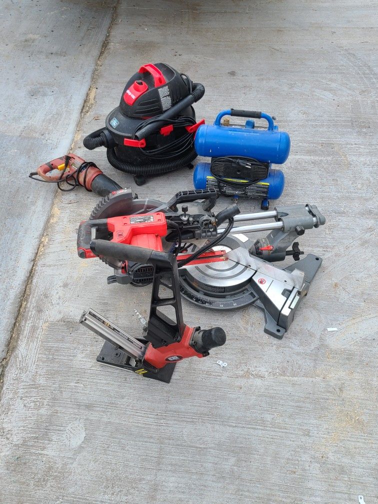 Shop .vac And Mitet Saw And Compressor Brent New Nail Gun