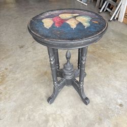 Antique Wooden Round Coffee Or Tea Table