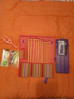 Long Wooden CLOVER set of 7 pairs knitting Needles with Accessories