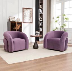 Modern Swivel Accent Chair – Purple Upholstered Barrel Chair