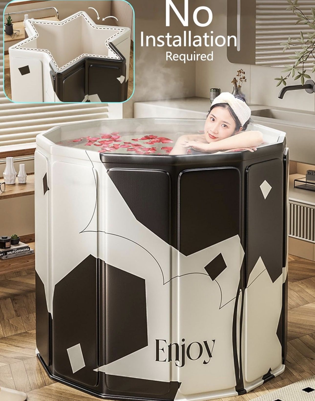 Portable ice tub for recovery, folding bathtub