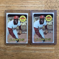 (2) 1969 Topps Baseball Card#200 Bob Gibson. Excellent Condition!