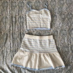 White & Blue Two Piece Set 