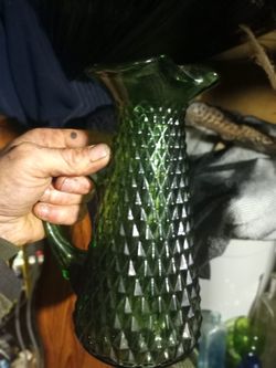 Antique Green Glass Pitcher