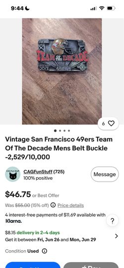 Vintage 49ers belt buckle new