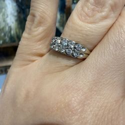 14K White Gold Natural Diamonds Beautiful Ring 