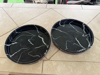 Black Marble Round Decorative Trays Set of 2