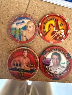 3 Palms casino chips and one Hard rock