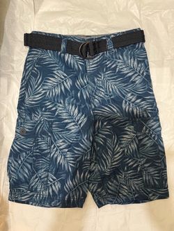 Brand New Big Boy Palm Leaf Print Cargo Shorts with Belt Size 12