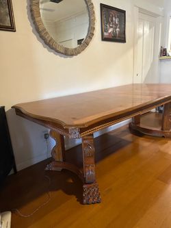 Ornate Carved Wood Dining Table | Vintage Style