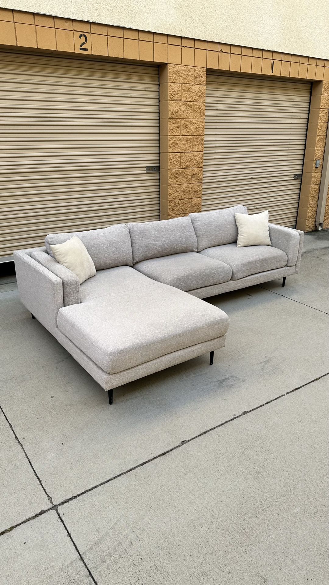 Light Grey Living Spaces Sectional Sofa - Free Delivery 🚚 