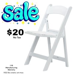 Brand New White Resin Chairs –$20 Each 1102 Lbs Capacity | 1-Year Limited Warranty Wholesale Price