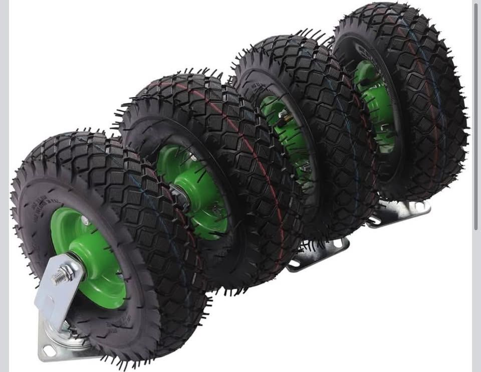 10 Inch Swivel Pneumatic Casters Set of 4, Heavy Duty Air Tires Rubber Wheel with Bolt on Includes 2