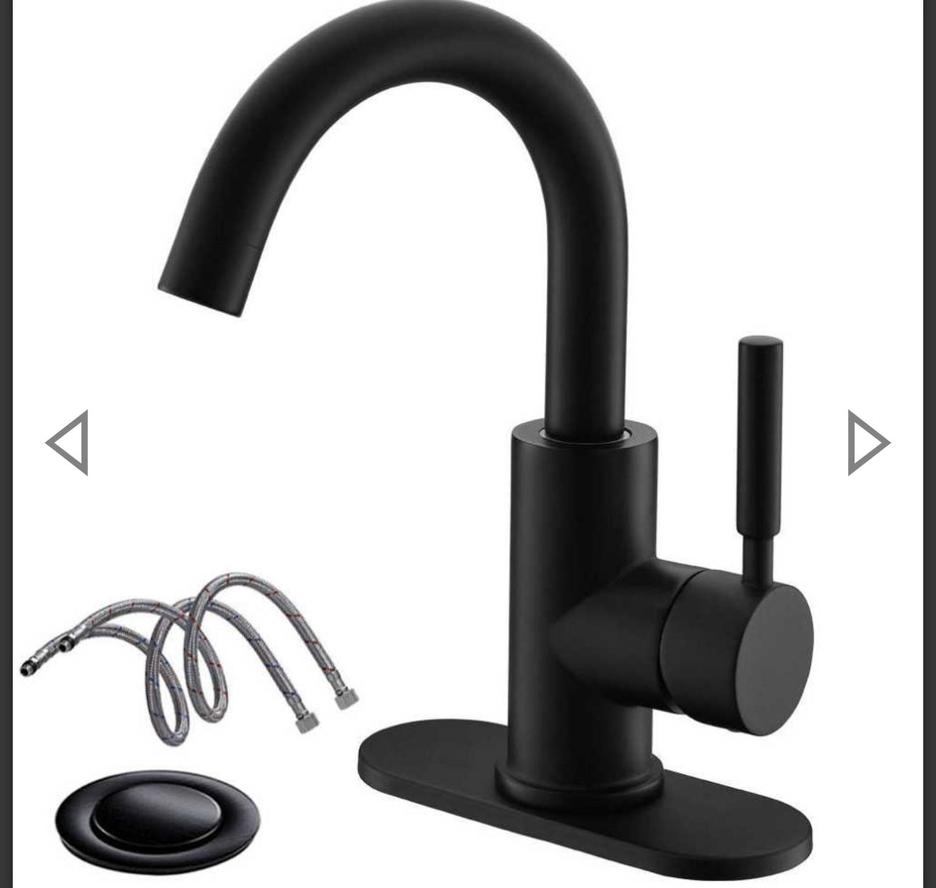 Single Handle Matte Black Bathroom Sink Faucet 4 Inch Centerset Bathroom Faucet With Deck Plate Drain And Water Supply Hoses