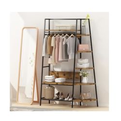 Lamerge Coat Rack Stand with Storage, Multifunctional Entryway Shelf Organizer with 10 Hooks and 6-tier Shelves, 72" Industrial Hall Tree Freestanding