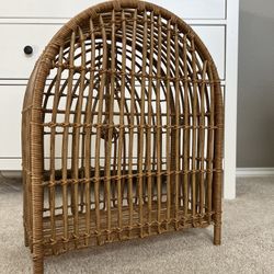 🌿 Faux Rattan Doll Wardrobe – Adorable Toy Storage for Kids 🌿 