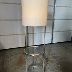 5’ Stand Up Designer Floor Lamp (60”x16”) - Beige Lamp Shade - Stainless Steel Frame