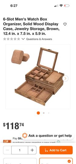 6-Slot Solid Wood Watch & Jewelry Box