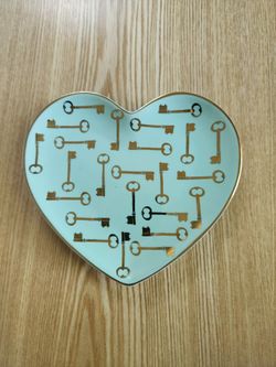 Skeleton Key Heart-Shaped Ceramic Trinket Tray by 10 Strawberry Street