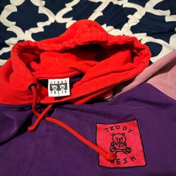Teddy Fresh Hoodie Sweatshirt Colorblock Multi Pastel Hooded Drawstring