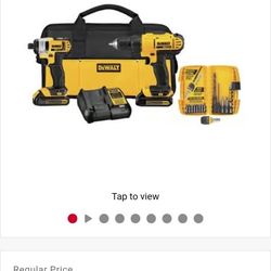 DeWalt 20V MAX Cordless Brushed 2 Tool Compact Drill and Impact Driver Kit