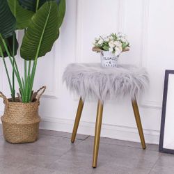 Faux Fur Vanity Stool Chair