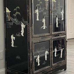 3 Piece Antique Rare Oriental Porcelain Detailed Bedroom Set 