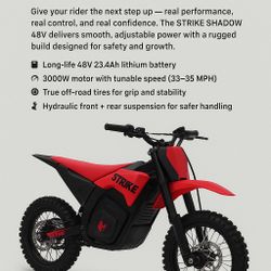 Brand New Strike Shadow 48v Electric Dirt Bikes