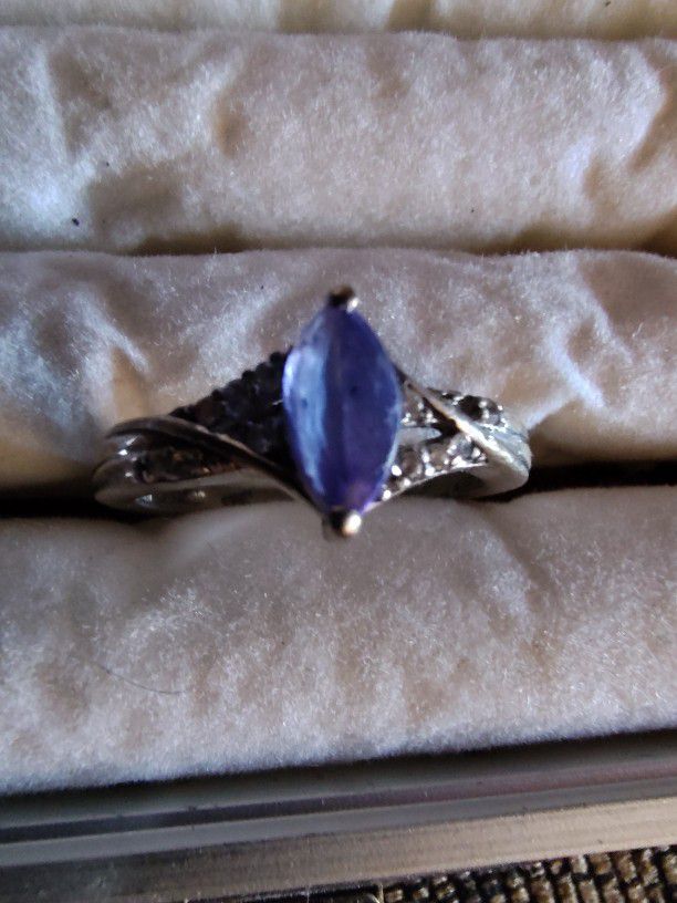 Tanzanite And White Gold Over 925 Sterling Silver